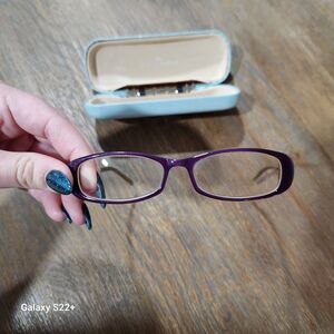 Jill Stewart Oval Eyeglasses With Case Womens Purple Prescription Y2K Casual